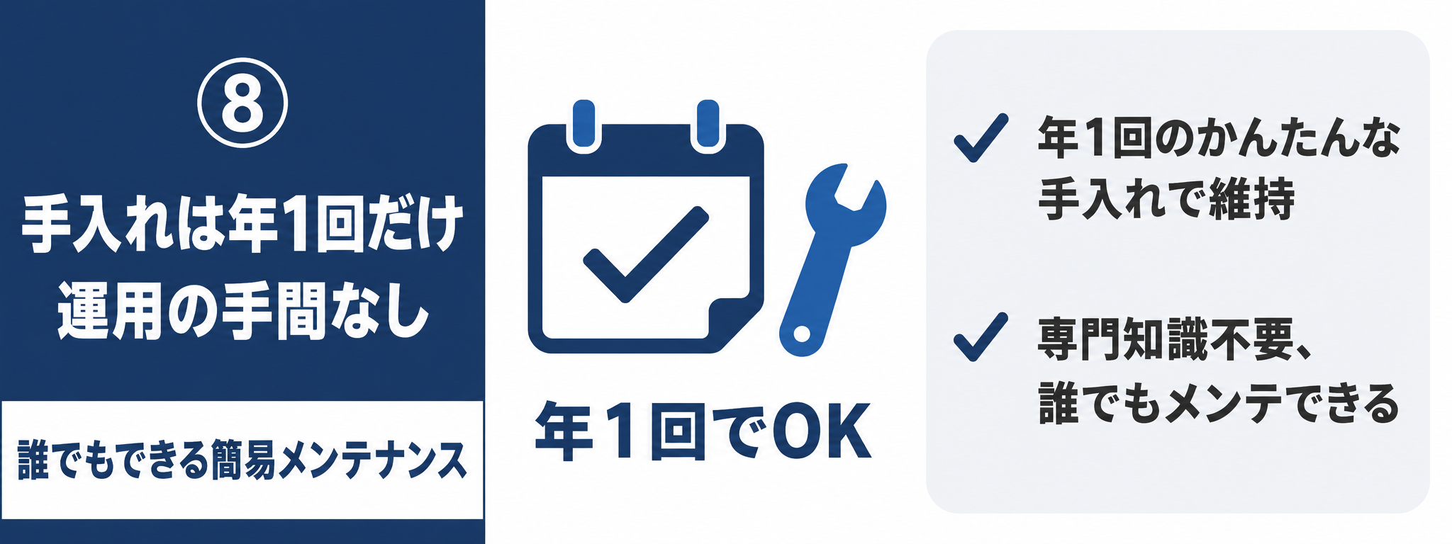 手入れは年1回だけ。誰でもできる簡易メンテナンス