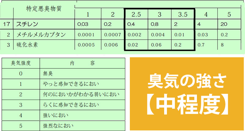 スチレンの臭気の強さ