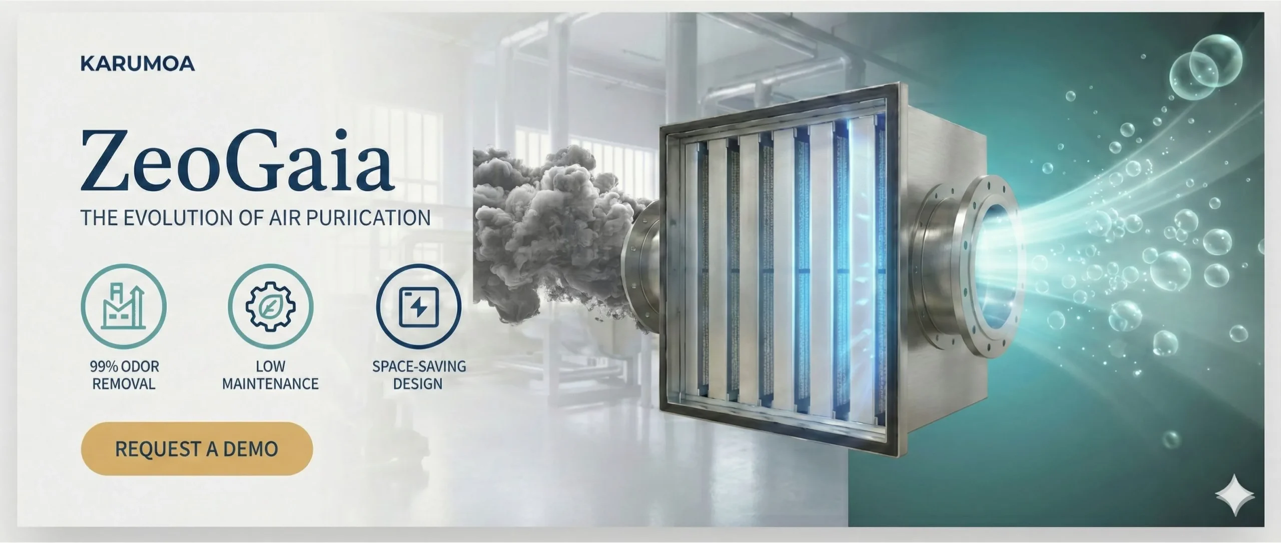 Zeogaia ceramic filter deodorizer installed in factory exhaust duct