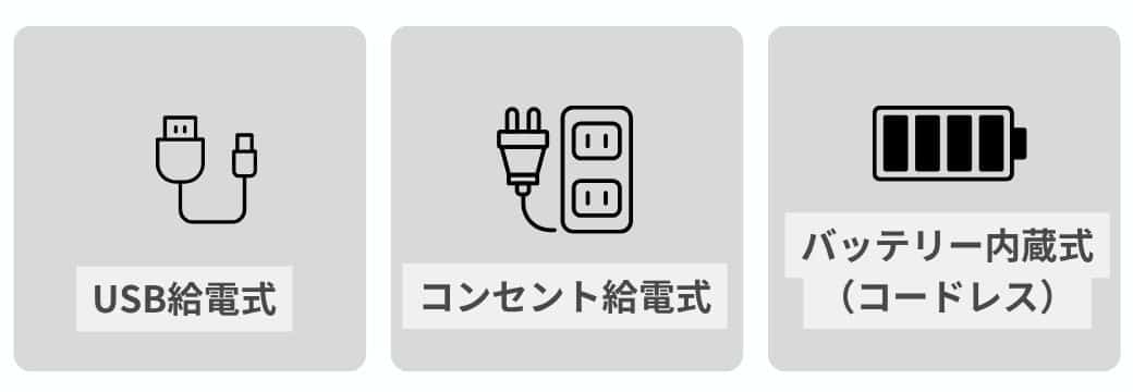 電源・稼働方式で選ぶ