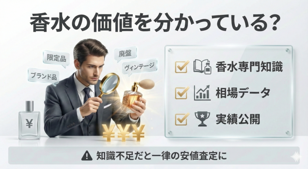 香水専門の査定士がいるかをチェック