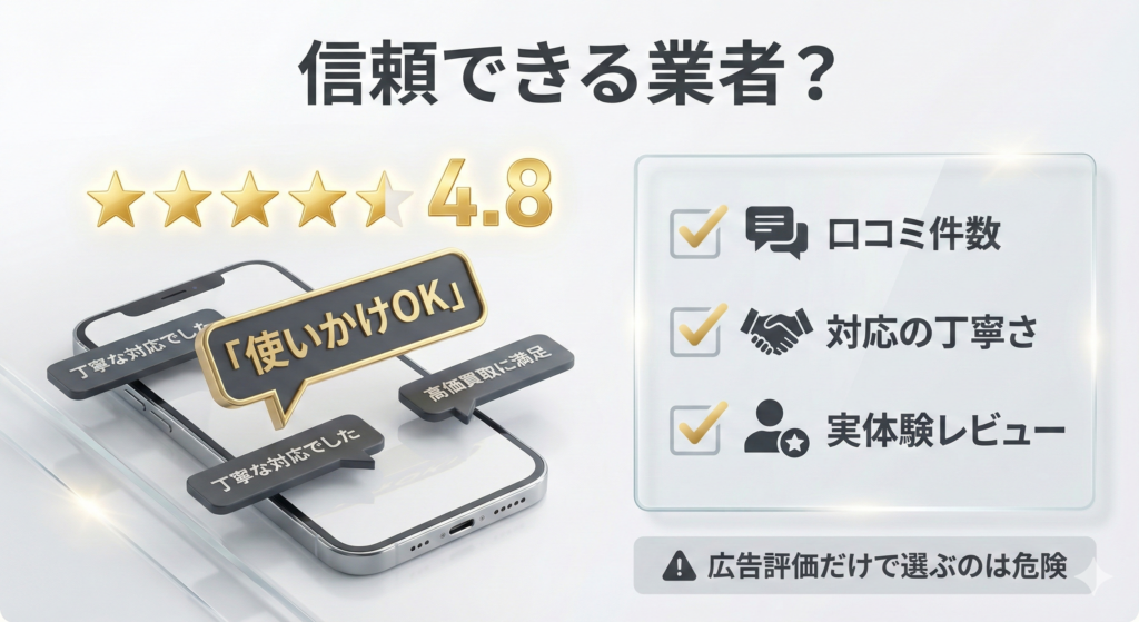 口コミなどから実績・信頼性を確認<