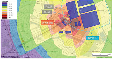 臭気拡散シミュレーション図